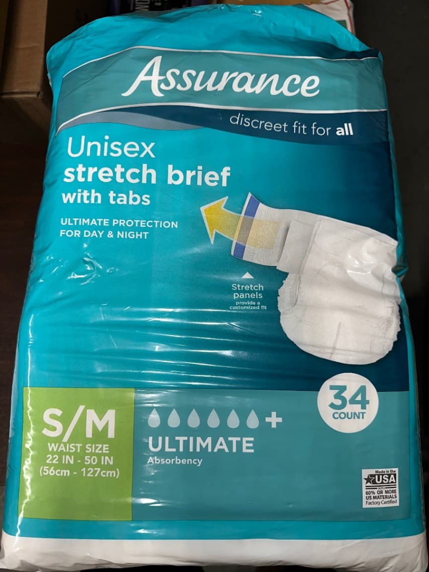 Assurance Unisex Stretch Brief with tabs 34ct